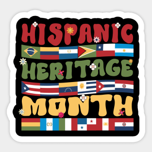 Hispanic Heritage Month Latino Countries Flag Retro Groovy Sticker